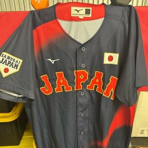 Samurai Japan Mizuno Authentic Baseball Jersey XL (JASPO O) Navy Red Blank